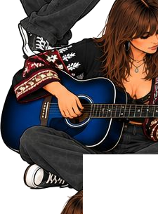 Colour avatar with guitar