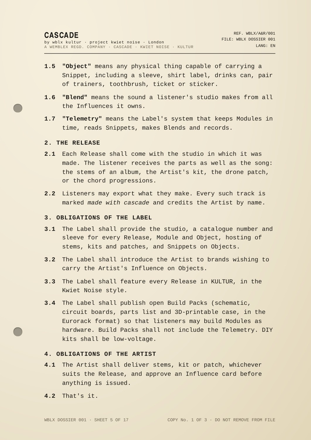 Cascade dossier — sheet 5